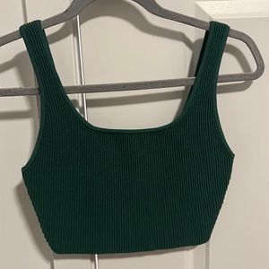 Aritzia Babaton Sculpt knit Squareneck Cropped Tank Green S